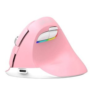 Souris verticale sans fil Delux M618Mini DB BT+2.4G 2400DPI - Rose