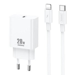 Chargeur mural Remax RP-U5 USB-C 20W avec câble Lightning - Blanc