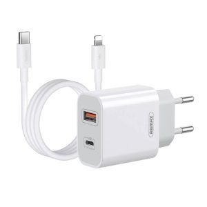 Chargeur mural Remax RP-U68 USB-C/USB 20W Blanc + Câble Lightning