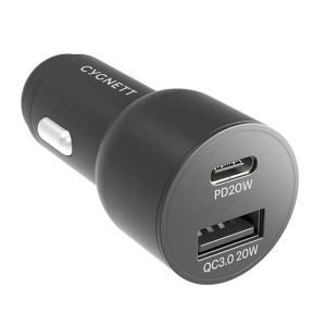Chargeur de voiture Cygnett USB, USB-C 20W - Noir