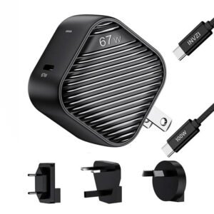 Chargeur USB-C INVZI GanHub 67W avec câble USB-C 1,5m - Noir