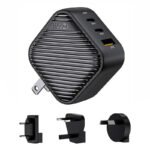 Chargeur mural INVZI GanHub 2x USB-C + USB, 65W, EU/UK/AU/US - Noir