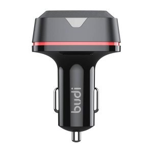 Chargeur de voiture Budi, USB + 2x USB-C, 60W, PD + QC - Noir