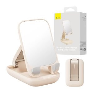 Support pliable pour téléphone Baseus avec miroir - Beige