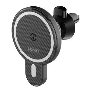 Support de voiture LDNIO MA20 avec chargeur inductif 15W et anneau métallique - Noir