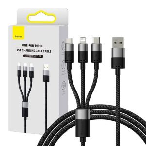 Chargeur rapide USB vers M+L+C Baseus StarSpeed 3.5A 0,6m - Noir