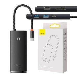Hub 6 Ports Baseus OS Lite - Type-C vers HDMI, USB3.0, PD, SD/TF - Noir