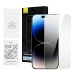Verre trempé de confidentialité Baseus pour iPhone 14 Pro Max (lot de 2) avec kits de nettoyage et outil anti-poussière