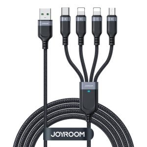Câble de données USB multifonction - Joyroom S-1T4018A18 - 4 en 1, USB-C/Lightning, Noir, 3.5A, 1.2m