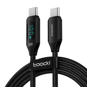 Câble de charge Toocki USB C-C, 1m, 100W - Noir