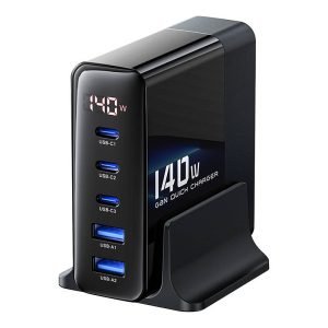 Chargeur Toocki 3C+2A Gan 140W - Noir