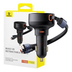Chargeur de voiture Baseus Enjoyment USB-C avec câble Lightning 60W - Noir