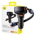 Chargeur de voiture Baseus Enjoyment USB avec câble USB-C et Lightning 60W - Noir