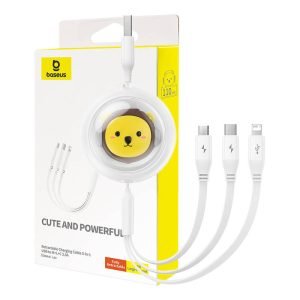 Câble de chargement 3 en 1 Baseus USB vers USB-C, micro USB, Lightning 3,5A, 1,1m (Blanc)