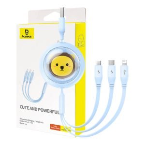 Câble de charge 3 en 1 Baseus USB vers USB-C, USB-M, Lightning 3,5A, 1,1m - Bleu