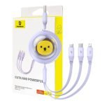 Câble de Chargement 3 en 1 Baseus USB vers USB-C, USB-M, Lightning 3,5A, 1,1m - Violet