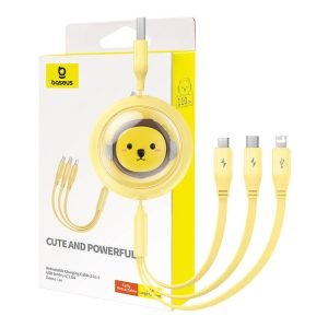 Câble de chargement 3en1 Baseus USB vers USB-C, Micro USB, Lightning 3,5A, 1,1m Jaune
