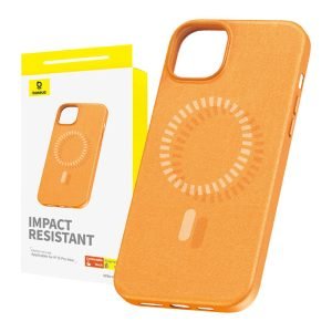 Coque magnétique pour iPhone 15 Pro Max - Baseus Fauxther Series - Orange