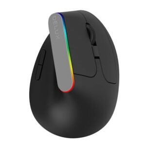 Souris verticale sans fil Delux M618C 2.4G 1600DPI RGB - Noir
