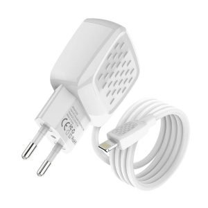 Chargeur USB-A 2 Ports 2.4A avec câble Lightning - Foneng EU25 - Blanc