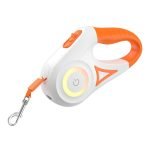 Laisse automatique pour chien avec LED Rojeco - 5m - Blanc et Orange