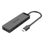 Hub 5 en 1 avec 4 Ports USB 3.0 et câble USB-C Vention TGKBD 0,5m Noir