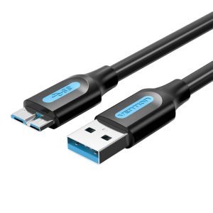 Câble USB 3.0 A vers Micro-B - Vention COPBI 2A - 3m - Noir PVC
