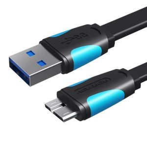 Câble USB 3.0 plat A vers Micro-B Vention VAS-A12-B200 2m Noir