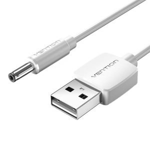 Câble d'alimentation USB 2.0 vers Jack DC 3,5mm 5V Vention CEXWF 1m - Blanc