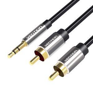 Câble Audio 3.5mm Mâle vers 2x RCA Mâle Vention BCFBH 2m Noir