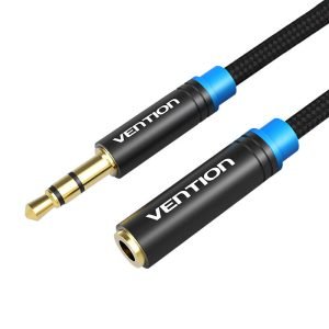 Câble audio tressé 3.5mm mâle-femelle - Vention VAB-B06-B150-M 1,5m - Noir
