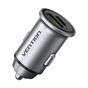 Chargeur de voiture double port USB-A, USB-C Vention FFBH0 18/20W Gris