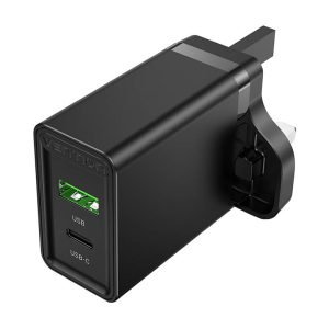 Chargeur mural USB-A, USB-C Vention FBBB0-UK 18W/20W - Noir
