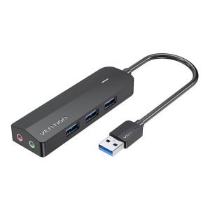 Hub USB 3.0 avec carte son 2x TRS 3,5mm CHIBB - Noir