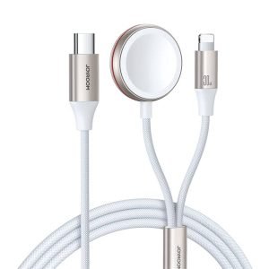 Chargeur magnétique rapide 2-en-1 Joyroom S-IW012 30W 1.5m - Blanc
