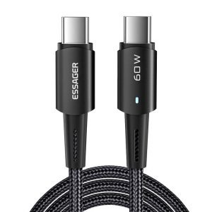 Câble USB-C vers USB-C 60W Essager 2m - Noir