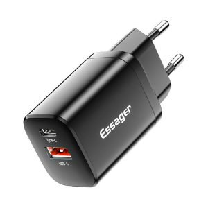 Chargeur mural USB-C + USB-A 30W Essager PD+QC - Noir
