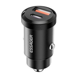 Chargeur de voiture USB-A+USB-C 30W Essager - Noir