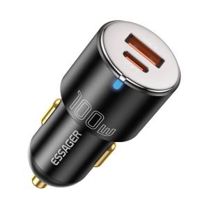 Chargeur de voiture USB-A+USB-C 100W - Essager - Noir