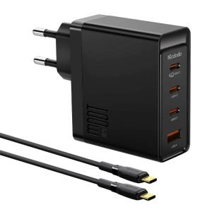Chargeur mural McDodo GAN 3xUSB-C + USB, 100W + câble 2m - Noir