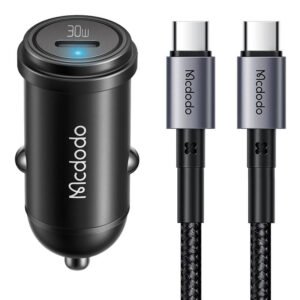 Chargeur de voiture McDodo CC-7493 65W avec câble USB-C 100W - Noir