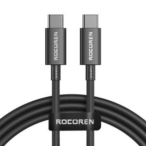 Câble de charge rapide Rocoren USB-C vers USB-C 100W Simple Series, 1m - Noir