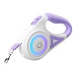 Laisse automatique pour chien Rojeco avec LED - 5 m - Violet