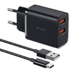 Chargeur 12W Mcdodo CH-5072 USB-A*2 + câble USB-A vers USB-C - Noir