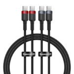 Câble Baseus Cafule USB-C vers USB-C 100W, 1m, 2 pièces (Rouge Noir, Gris Noir)