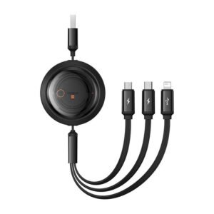Câble de charge rapide 3 en 1 Baseus Free2Draw - USB vers micro USB + USB-C + Lightning - 1.1m - Noir