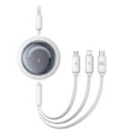 Câble 3-en-1 Baseus Free2Draw USB vers M+L+C 100W, 1,1 m - Blanc
