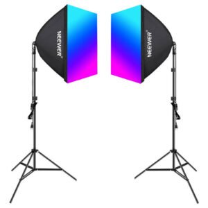 Kit d'éclairage Neewer NK800 avec deux softboxes, ampoules RGB, trépieds et persiennes