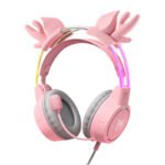 Casque de gaming ONIKUMA X15Pro - Rose avec Cornes de Cerf