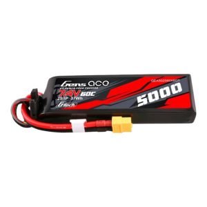 Batterie LiPo Gens Ace G-Tech 5000mAh 7.4V 60C 2S1P avec boîtier en matériau PC et prise XT60